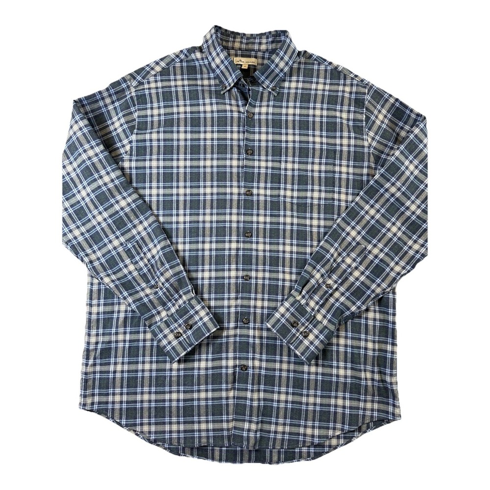 Peter Millar Men's Luxury Crown Long Sleeve Tartan Woven Flannel Button Shirt XL